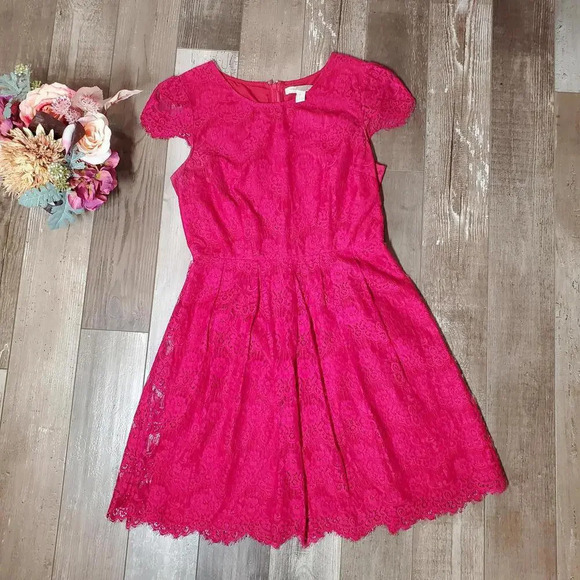 XXI Forever 21 Juniors Size Medium Fuscia Pink Lace Dress - Picture 9 of 12